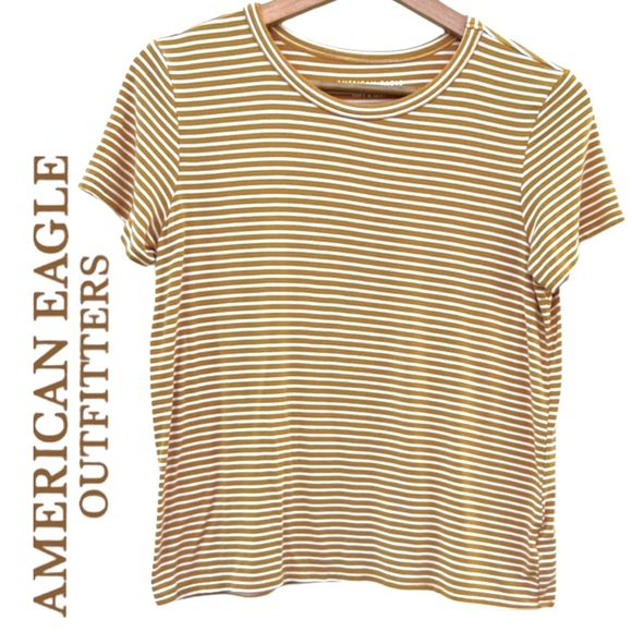 American Eagle Mustard Striped Tee - Picture 7 of 7